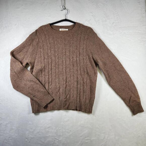 Vtg Jantzen Sweater Mens M USA Brown Cable‎ Knit Wool Blend Crewneck Pullover - Picture 1 of 8